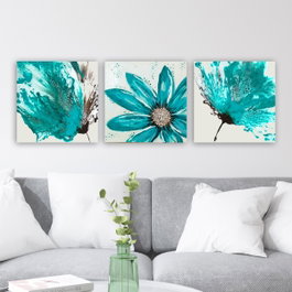 Wallity Conjunto de 3 Pinturas Decorativas en Lienzo Multicolor 30x30 cm